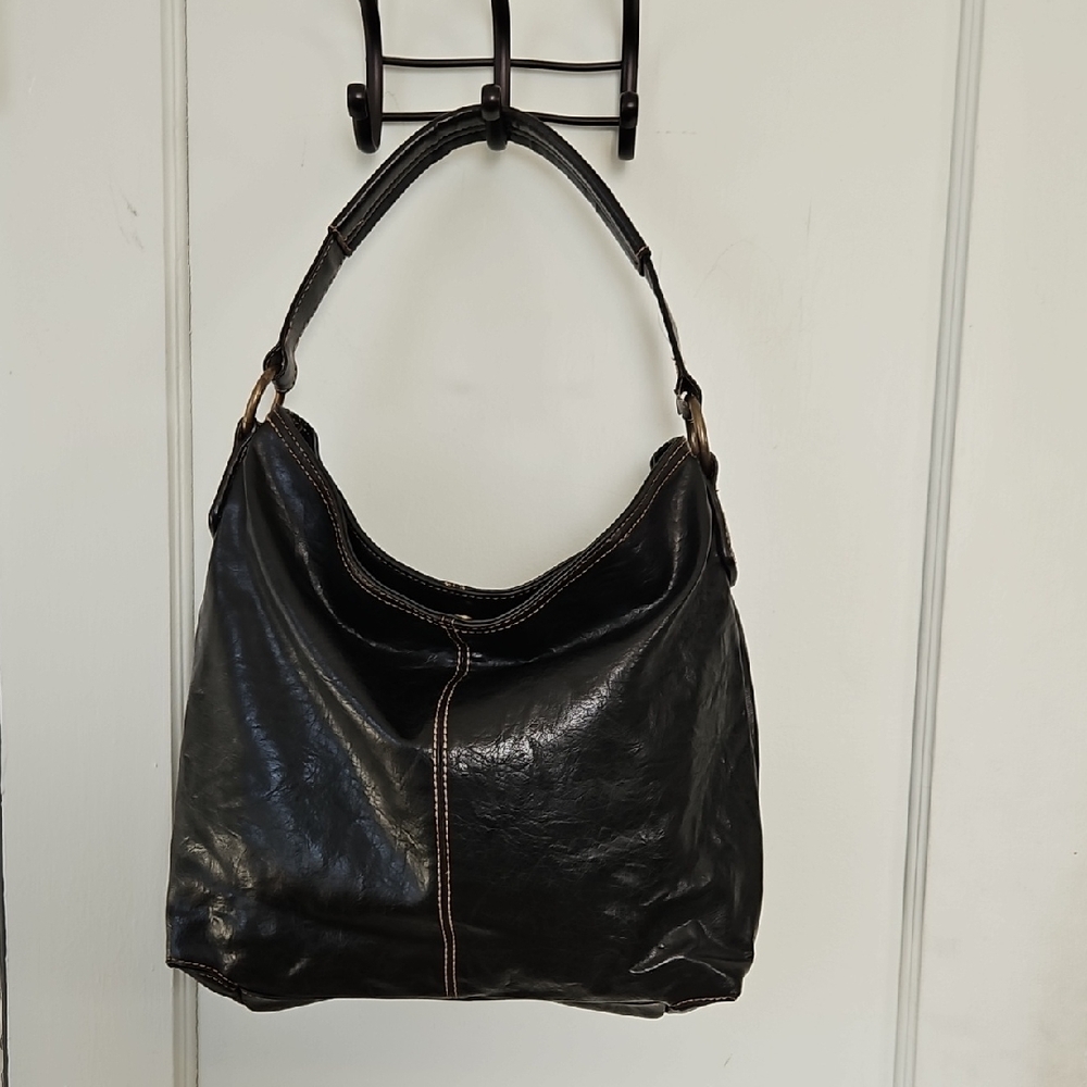 Black Vegan Leather Hobo Bag